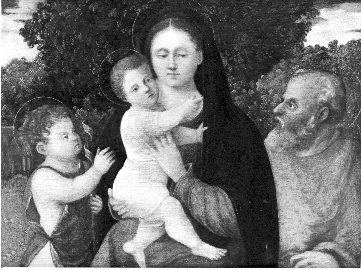 Sacra Famiglia con San Giovannino (dipinto, opera isolata) - ambito veneto (sec. XVI)