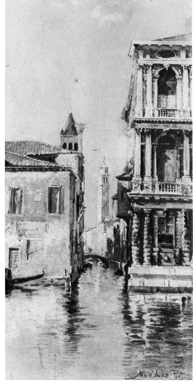 Rio S. Barnaba a Venezia angolo di Palazzo Rezzonico (dipinto, opera isolata) di Michis Pietro (sec. XIX)