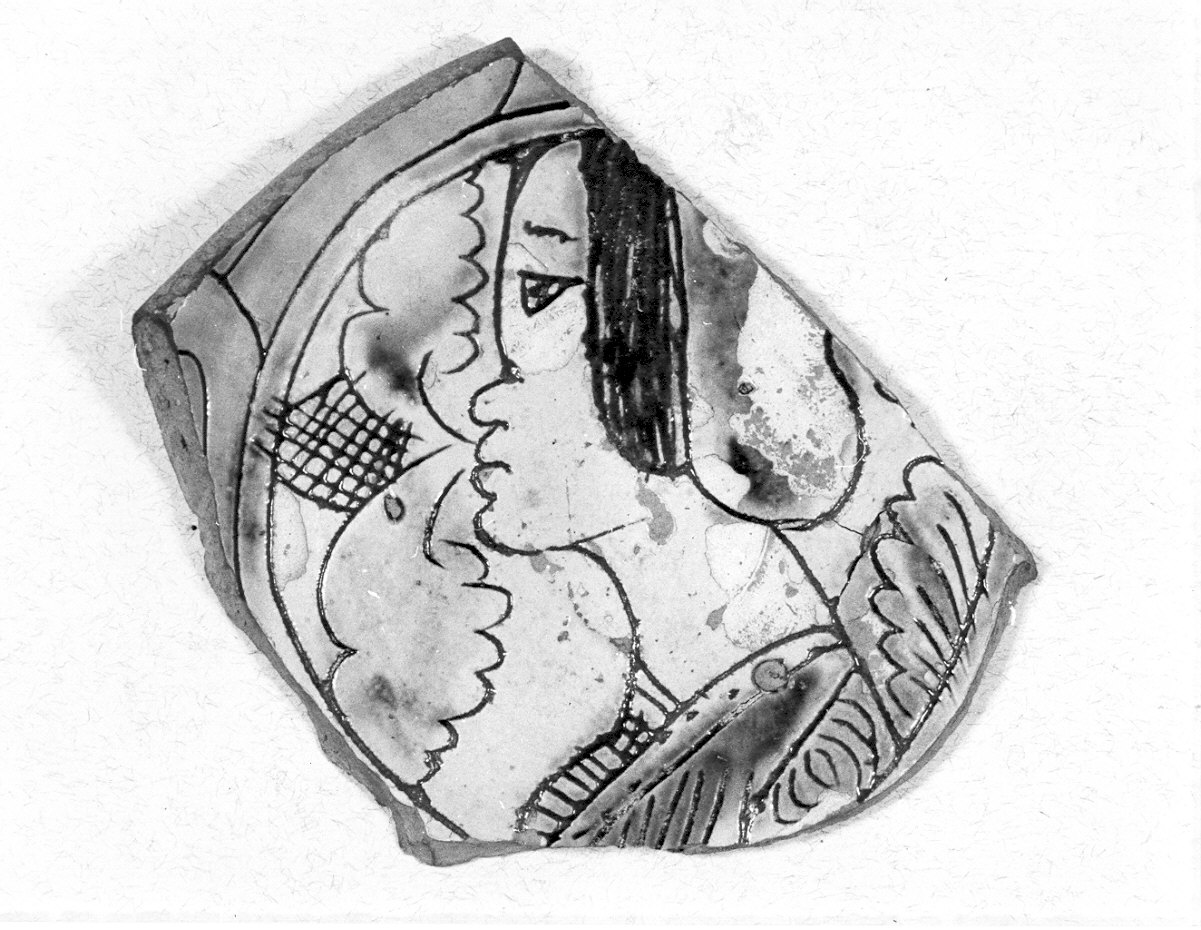 catino, frammento - manifattura pavese (sec. XV)