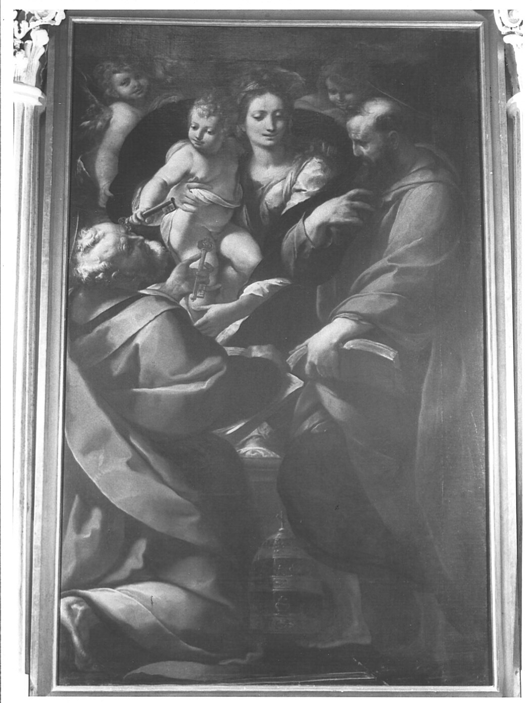 Madonna con Bambino in trono tra San Pietro e San Paolo (dipinto, opera isolata) di Procaccini Giulio Cesare (secc. XVI/ XVII)