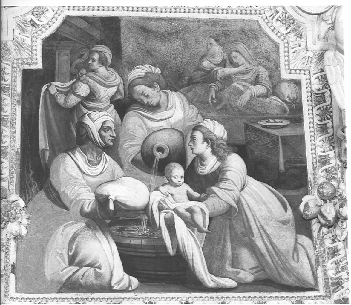 nascita di Maria Vergine (dipinto murale, elemento d'insieme) di Caresana Domenico (sec. XVII)