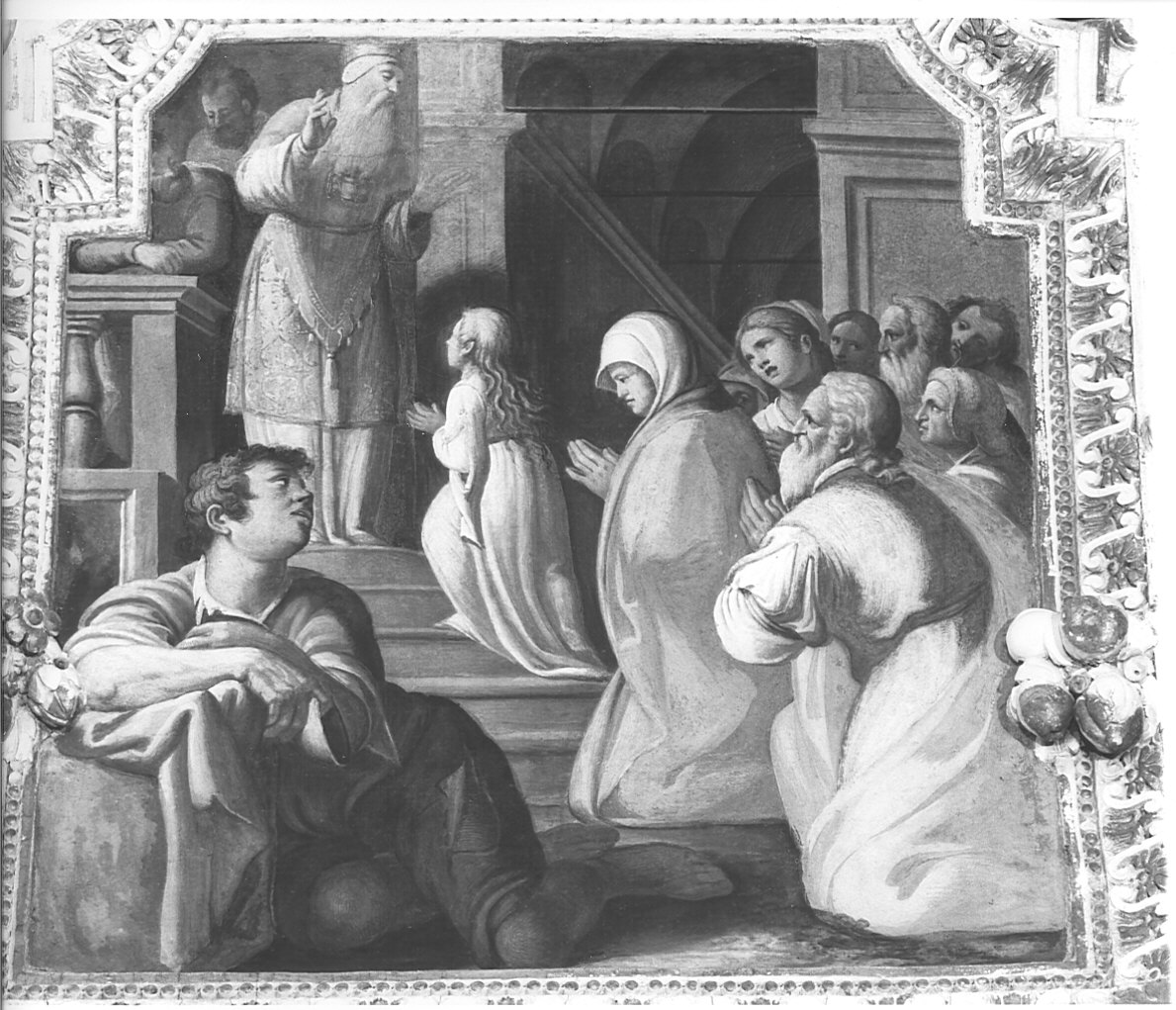 presentazione di Maria Vergine al tempio (dipinto murale, elemento d'insieme) di Caresana Domenico (sec. XVII)