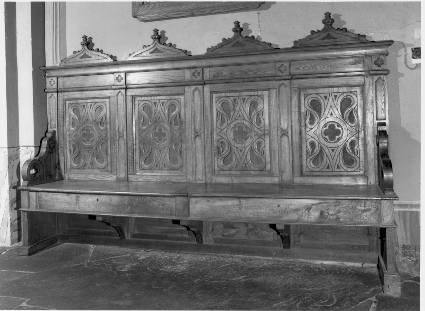 panca con schienale - bottega lombarda (secc. XIX/ XX)