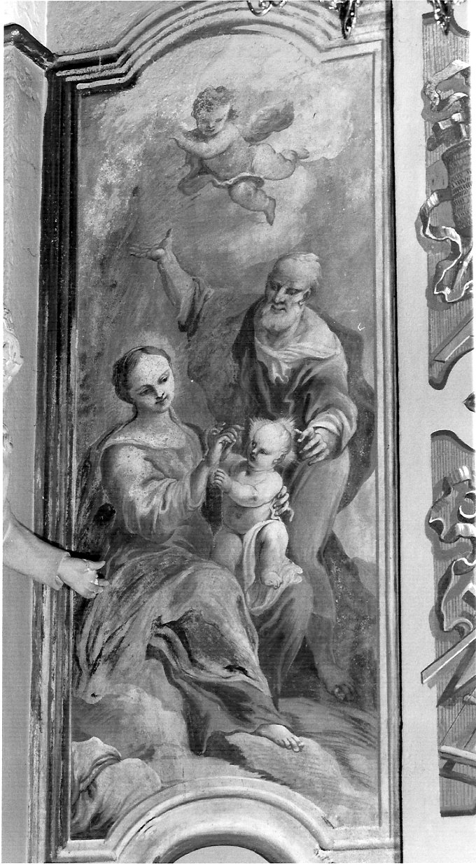 Sacra Famiglia (decorazione pittorica, elemento d'insieme) di Lanzani Andrea (bottega) (sec. XVII)