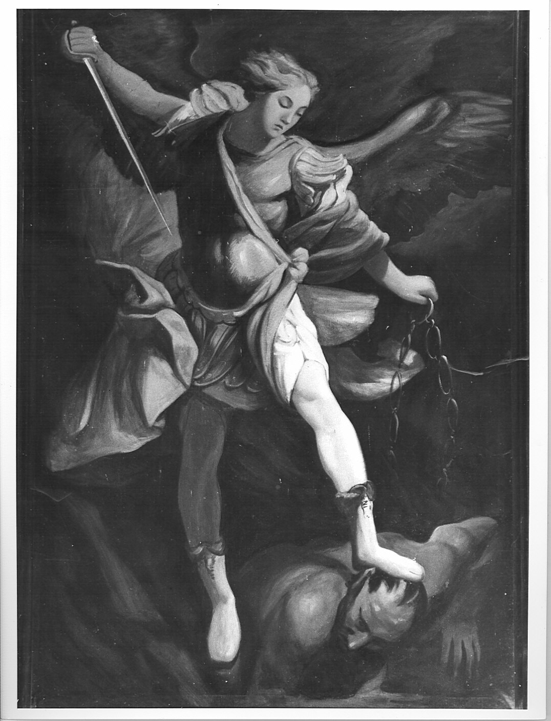 San Michele Arcangelo combatte Satana (dipinto) - ambito lombardo (sec. XX)