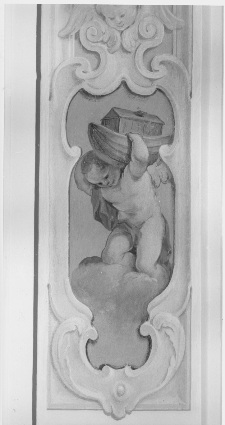 Angioletto con arca (dipinto murale, elemento d'insieme) di Quaglio Giulio (bottega) (primo quarto sec. XVIII)