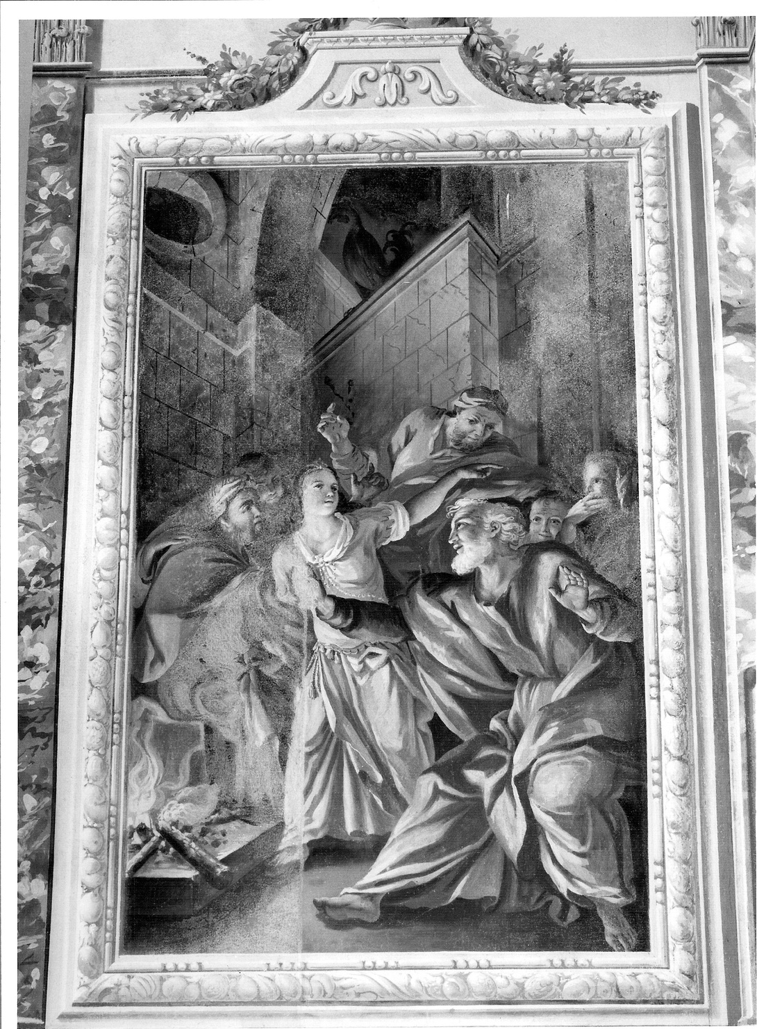 negazione di San Pietro (dipinto, elemento d'insieme) di Scotti Carlo (terzo quarto sec. XVIII)