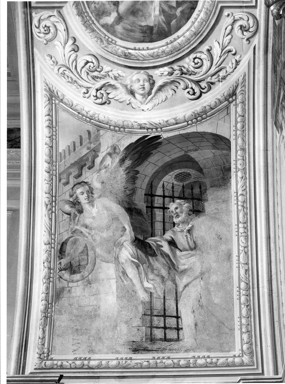 San Pietro liberato dal carcere da un angelo (dipinto, elemento d'insieme) di Scotti Carlo (terzo quarto sec. XVIII)