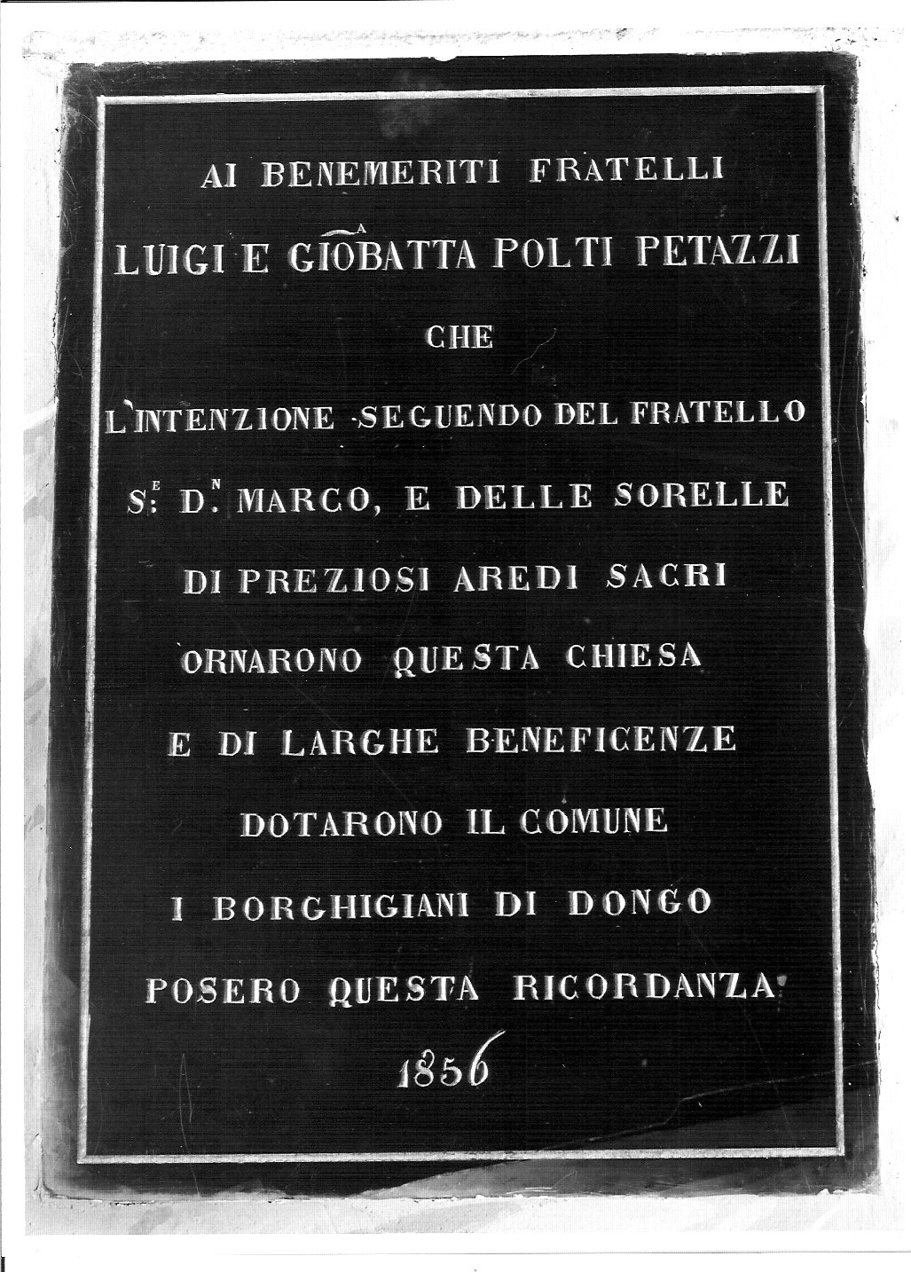 lapide commemorativa, opera isolata - bottega lombarda (sec. XIX)