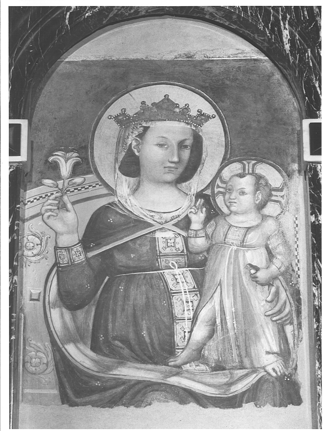 Madonna del giglio (dipinto murale, opera isolata) - ambito lombardo (sec. XIV)