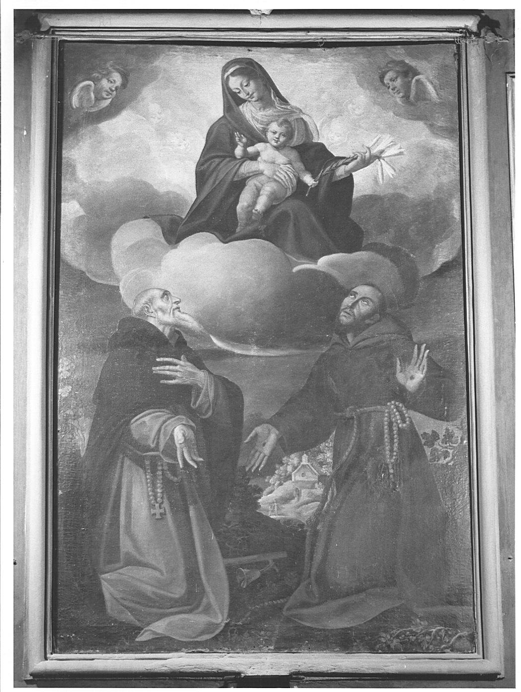 Madonna con Bambino in gloria con San Francesco d'Assisi e Sant'Antonio Abate (dipinto) - ambito comasco (seconda metà sec. XVII)