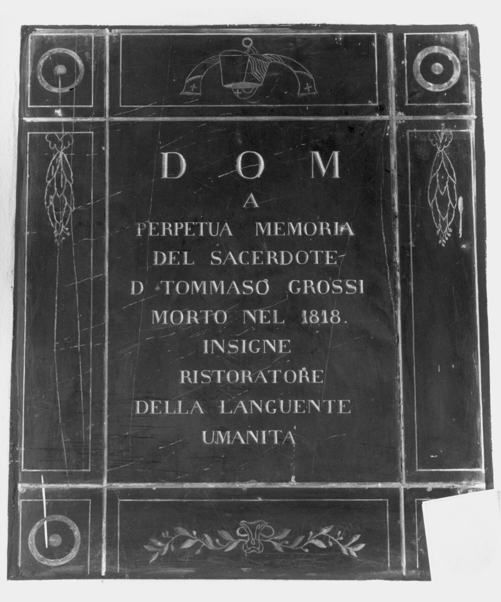 lapide commemorativa, opera isolata - bottega lombarda (sec. XIX)