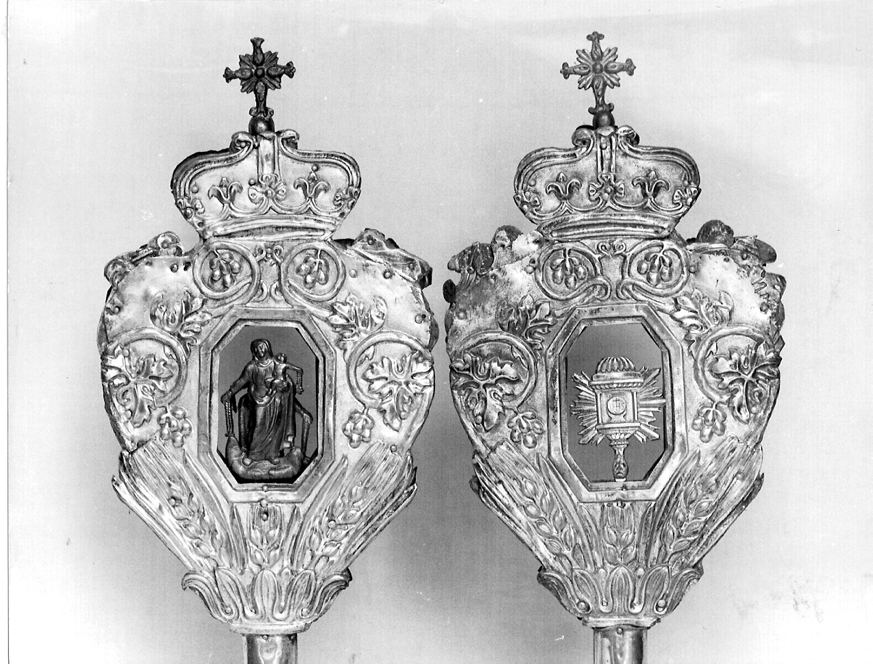 mazza processionale, coppia - bottega lombarda (inizio sec. XX)