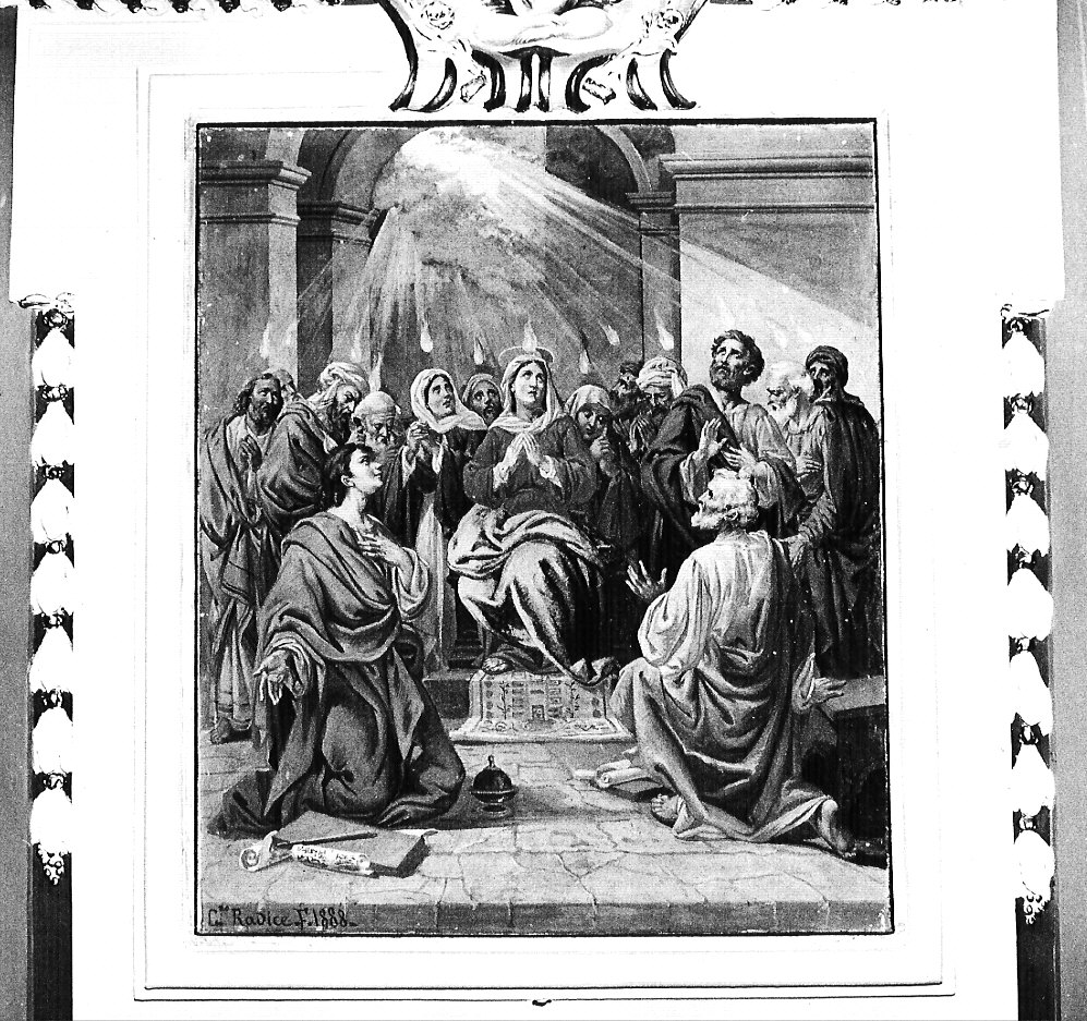 Pentecoste (decorazione plastico-pittorica, elemento d'insieme) di Radice Casimiro (sec. XIX)