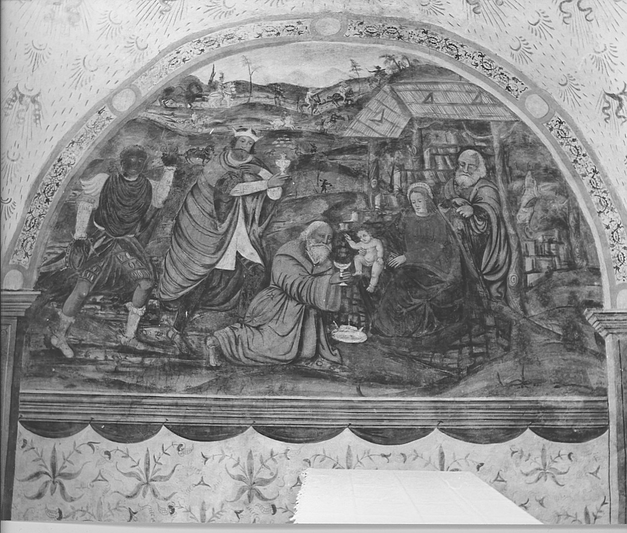 adorazione dei Re Magi (dipinto murale, opera isolata) di Gerolamo da Gorla (attribuito) (sec. XVI)