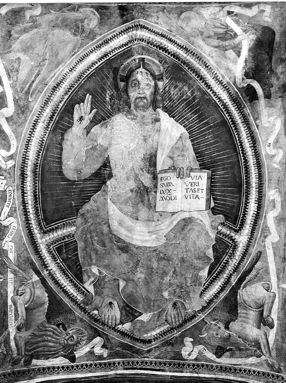 Cristo Pantocratore (dipinto murale, elemento d'insieme) di Giovanni Pietro da Cemmo (attribuito) (fine sec. XV)