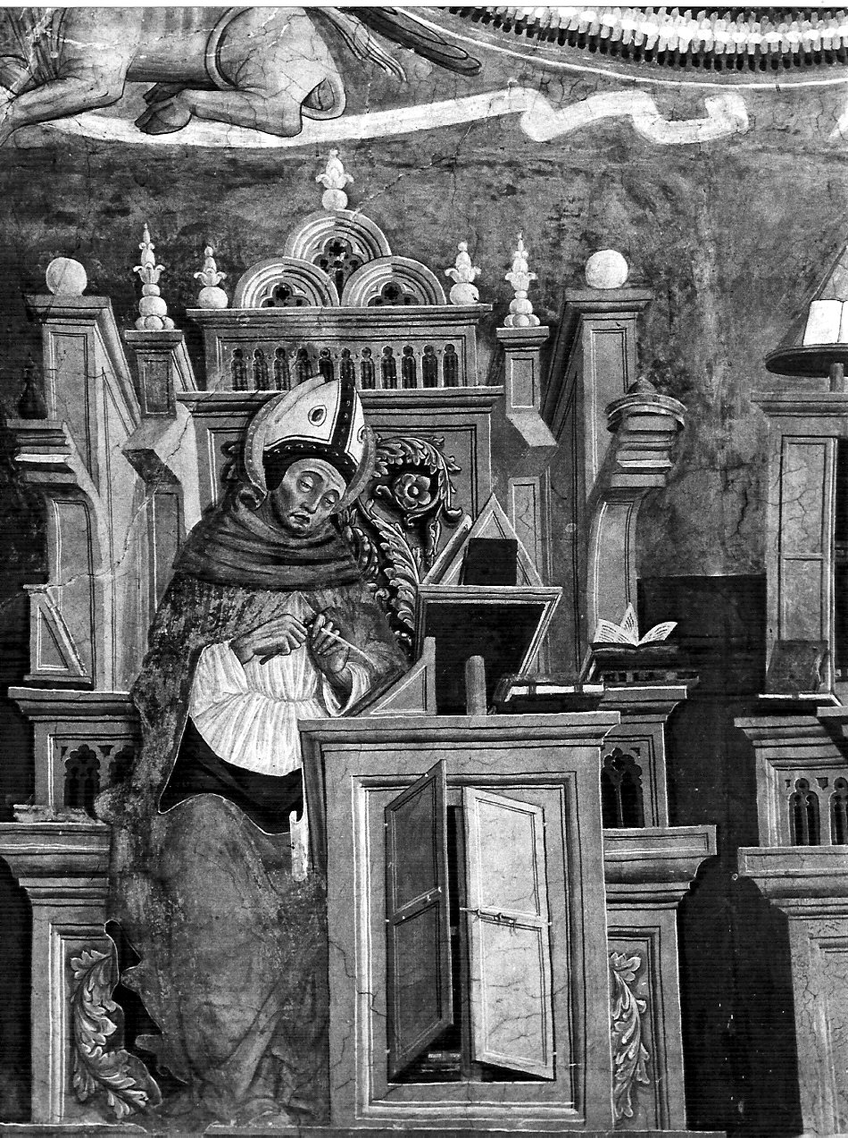 Sant'Agostino (dipinto murale, elemento d'insieme) di Giovanni Pietro da Cemmo (attribuito) (fine sec. XV)