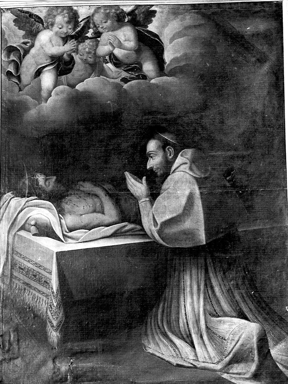 San Carlo Borromeo in adorazione del Cristo morto (dipinto, opera isolata) - ambito lombardo (sec. XVII)