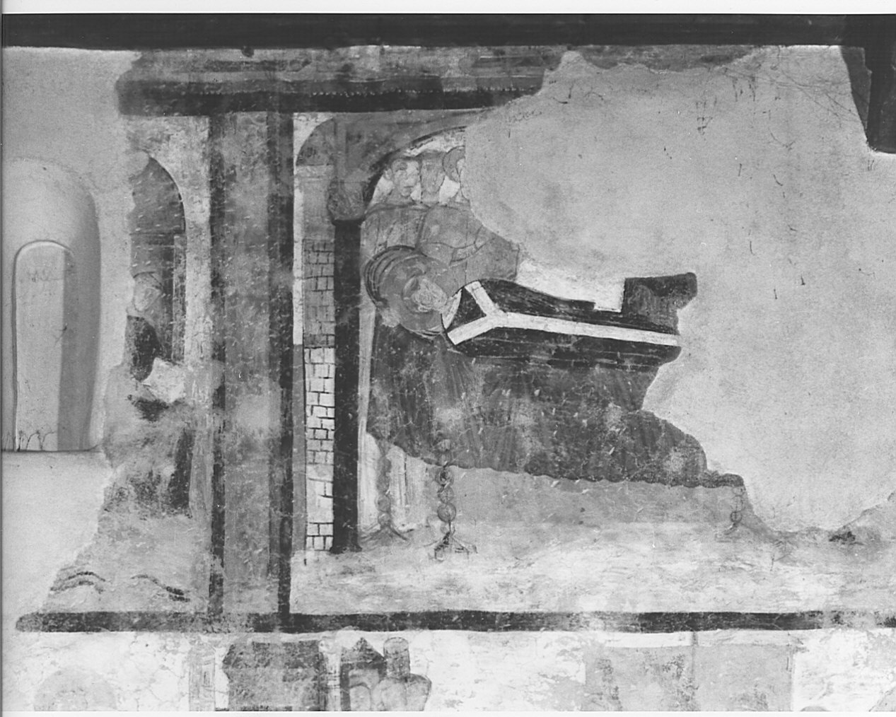 morte di San Martino (dipinto, frammento) - ambito lombardo (sec. XI)