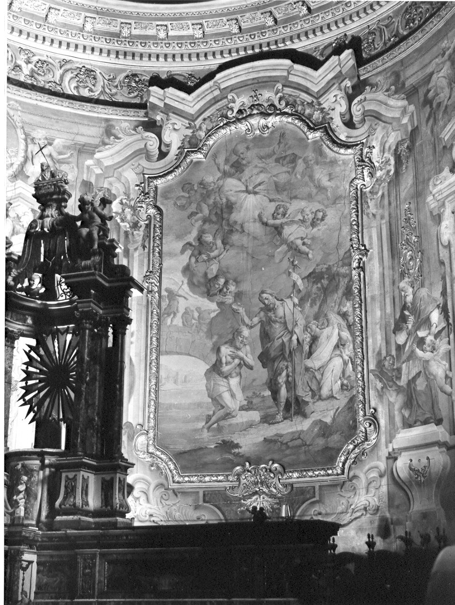 battesimo di Cristo (decorazione pittorica, elemento d'insieme) di Ligari Giovanni Pietro (sec. XVIII)