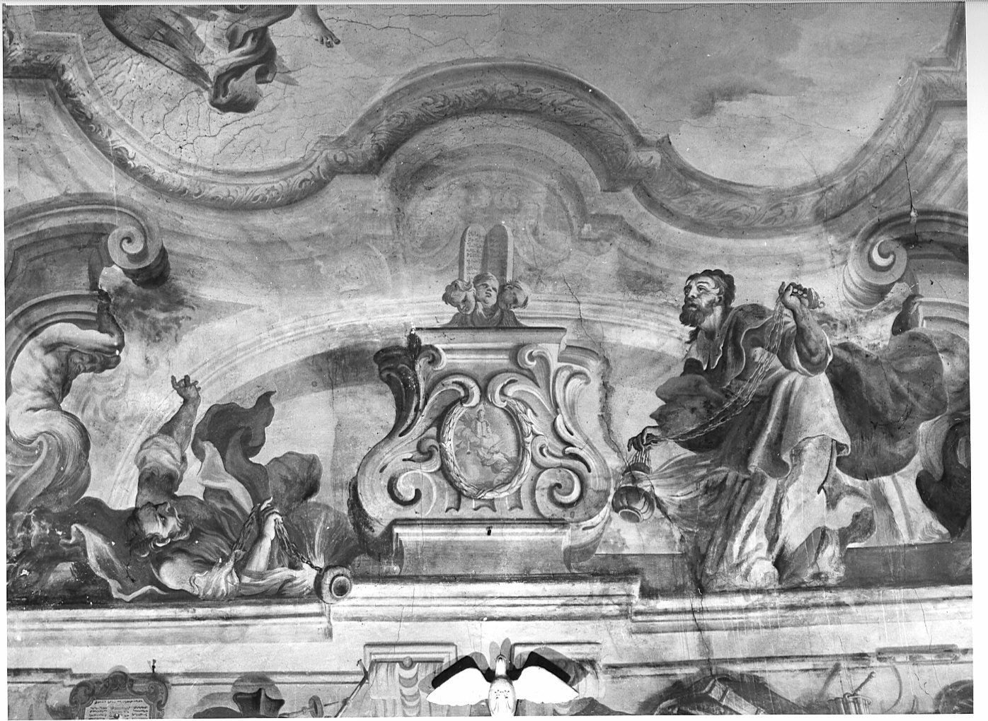 Mosè con le tavole della legge (dipinto murale, elemento d'insieme) di Bianchi Pietro (sec. XVIII)