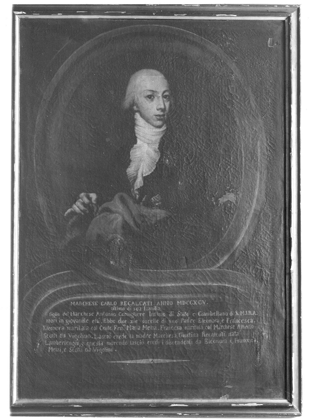 Ritratto del marchese Carlo Recalcati (dipinto, opera isolata) - ambito lombardo (fine sec. XVIII)