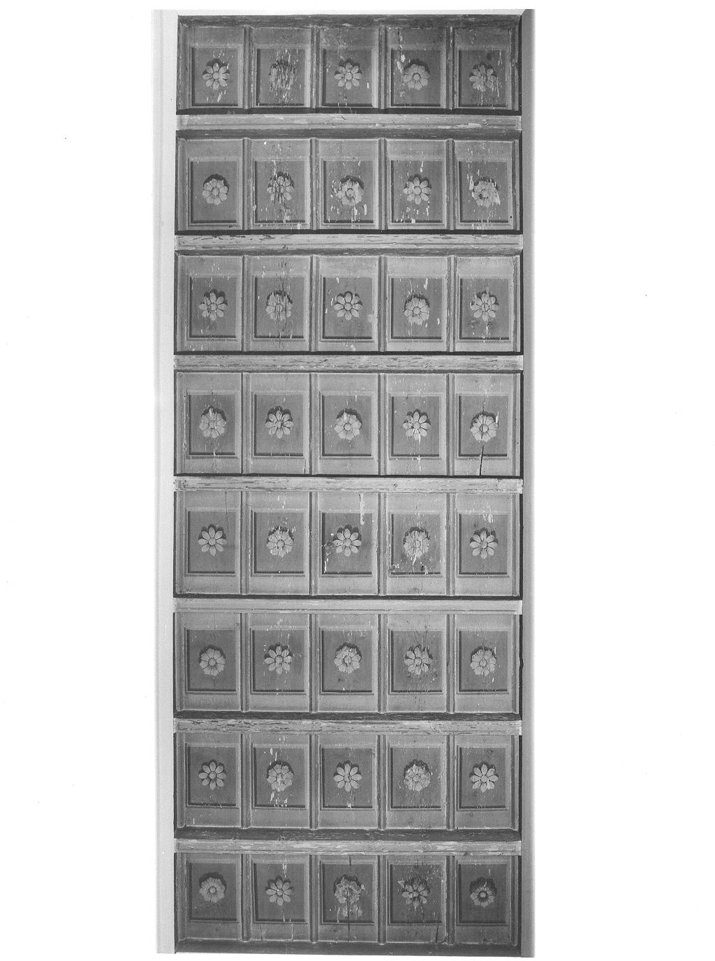 motivi decorativi a cassettoni con rosette (soffitto a cassettoni, opera isolata) - bottega lombarda (seconda metà sec. XIX)