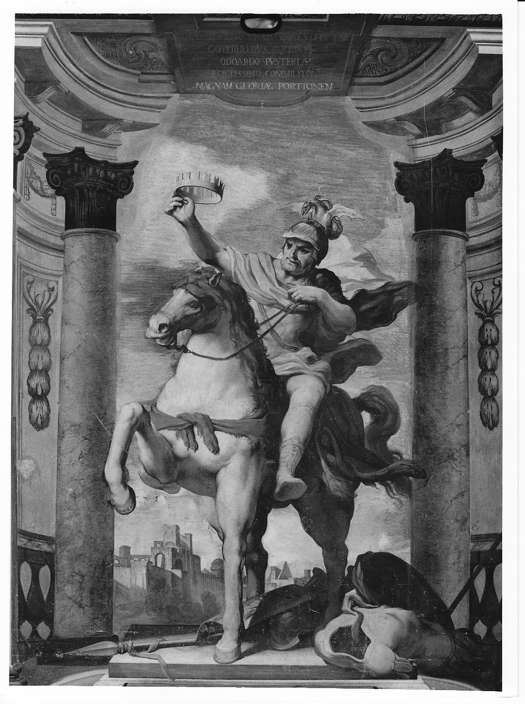 ritratto equestre di Odoardo Pusterla (dipinto murale, elemento d'insieme) di Bianchi Salvatore (attribuito) (fine sec. XVII)