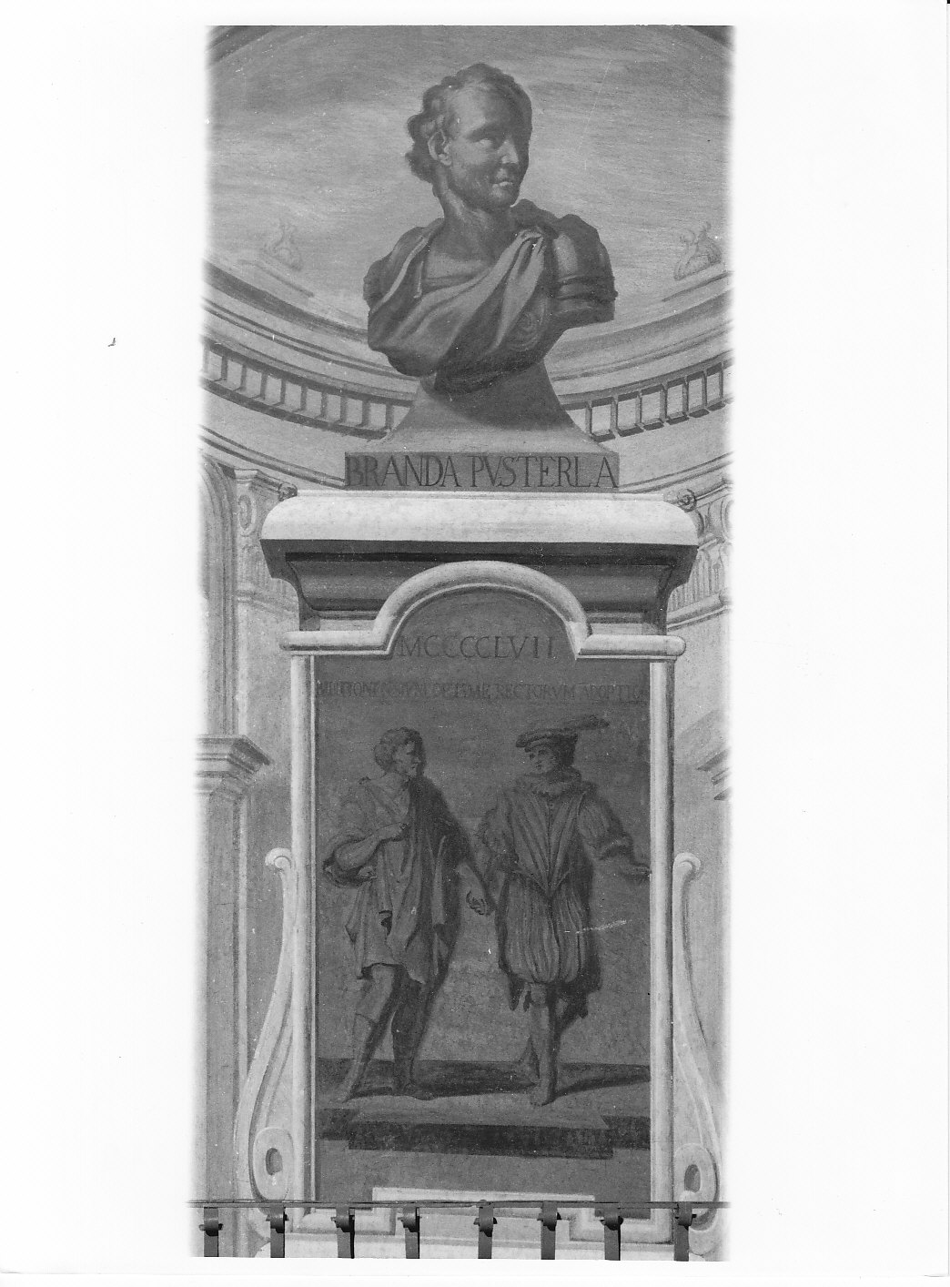 busto di Branda Pusterla con scena figurata (dipinto murale, elemento d'insieme) di Bianchi Salvatore (bottega) (fine sec. XVII)