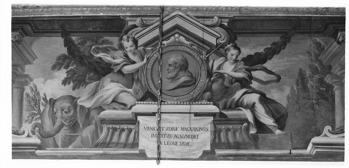 Tommaso Pusterla vescovo di Brescia e figure allegoriche (dipinto murale, elemento d'insieme) di Bianchi Francesco Maria (attribuito), Bianchi Salvatore (attribuito) (inizio sec. XVIII)