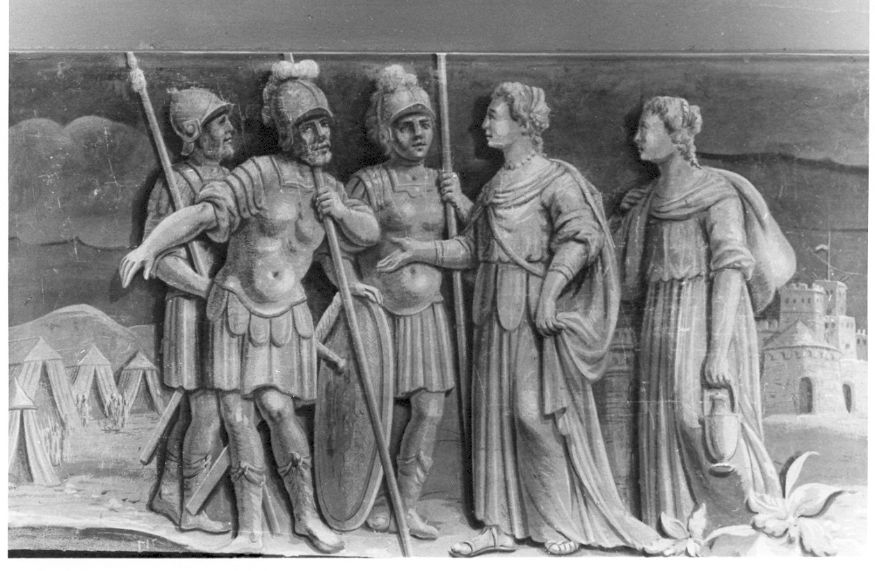 Giuditta con la sua ancella si reca al campo di Oloferne (dipinto, elemento d'insieme) - ambito lombardo (sec. XVIII)