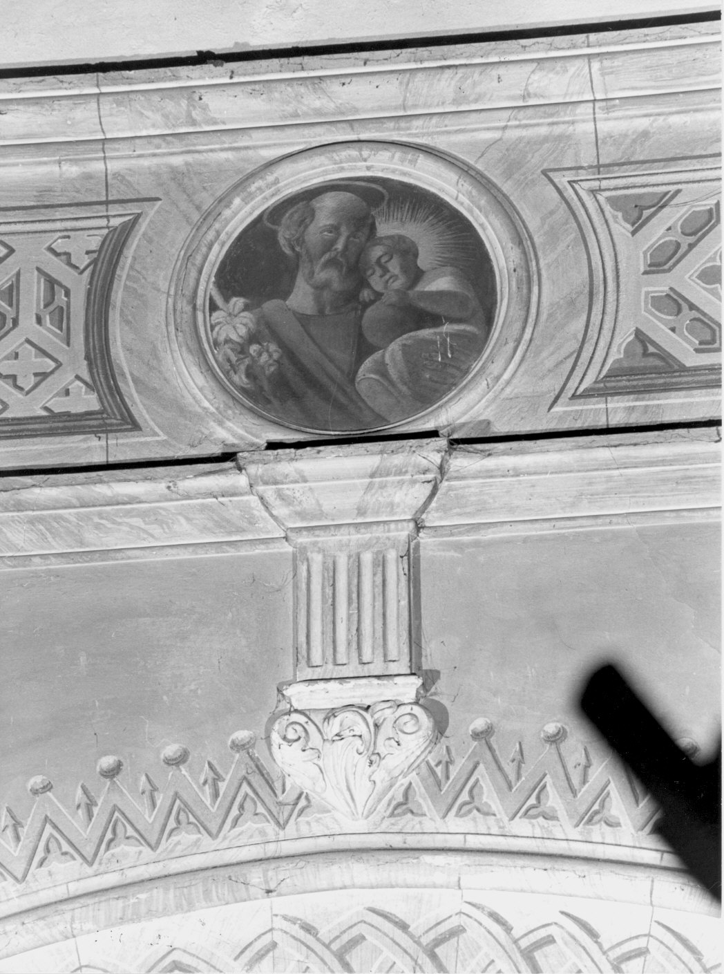 San Giuseppe e Gesù Bambino (dipinto murale, elemento d'insieme) - ambito lombardo (sec. XIX)