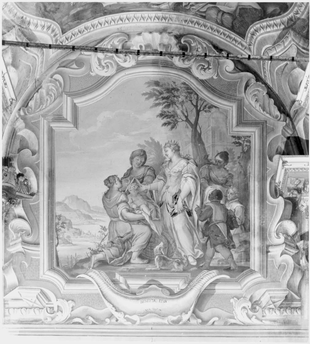 Mosè salvato dalle acque (dipinto murale, elemento d'insieme) di Prina Giuseppe (attribuito), Biumi Giovanni (attribuito) (sec. XVIII)