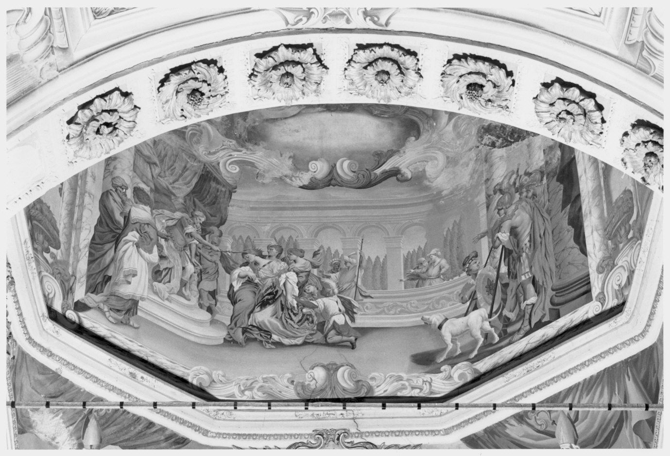 Ester e Assuero (dipinto murale, elemento d'insieme) di Muttoni Giovanni Battista (attribuito) (sec. XVII)
