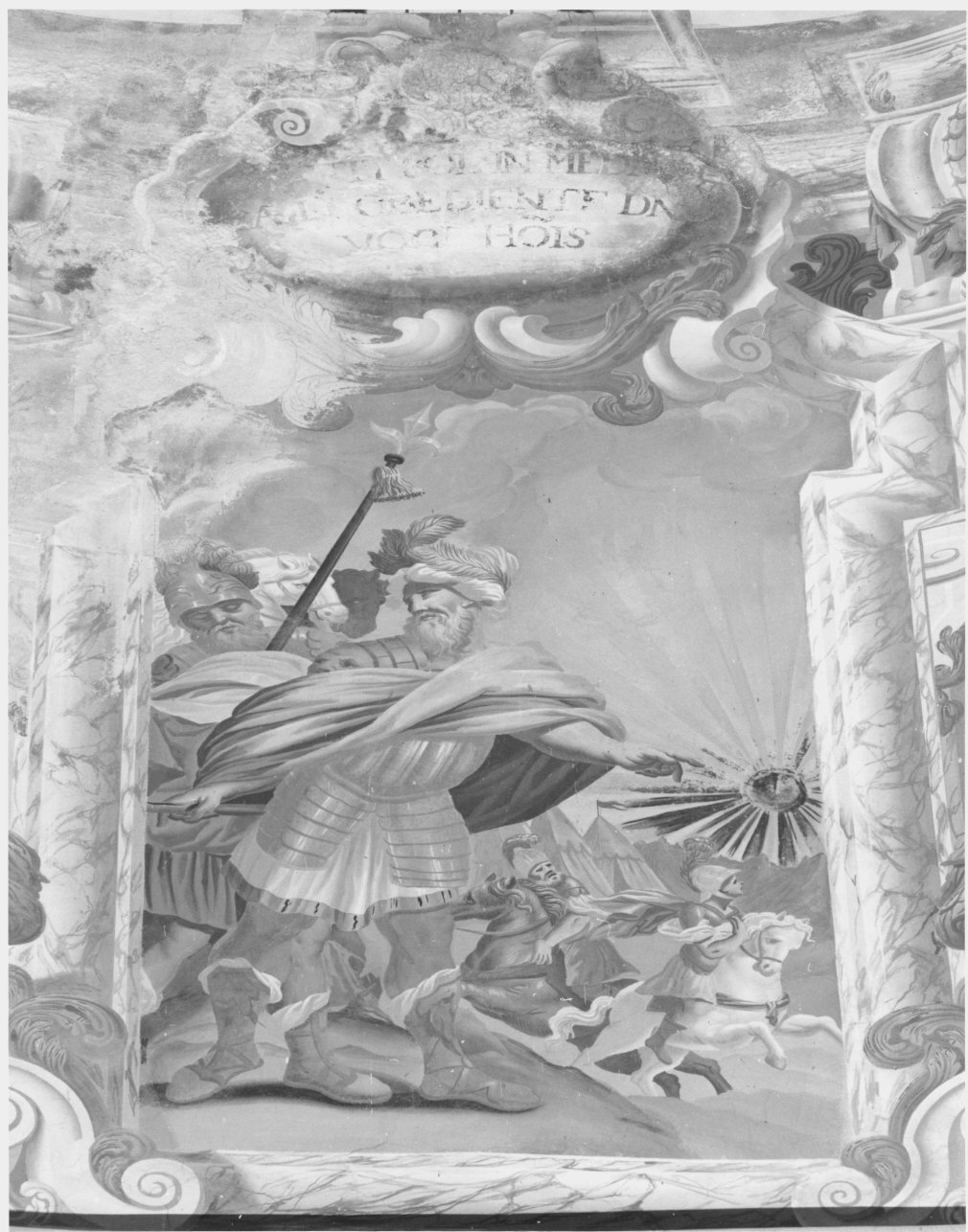 Giosuè ferma il sole (dipinto murale, elemento d'insieme) di Muttoni Giovanni Battista (attribuito) (sec. XVII)