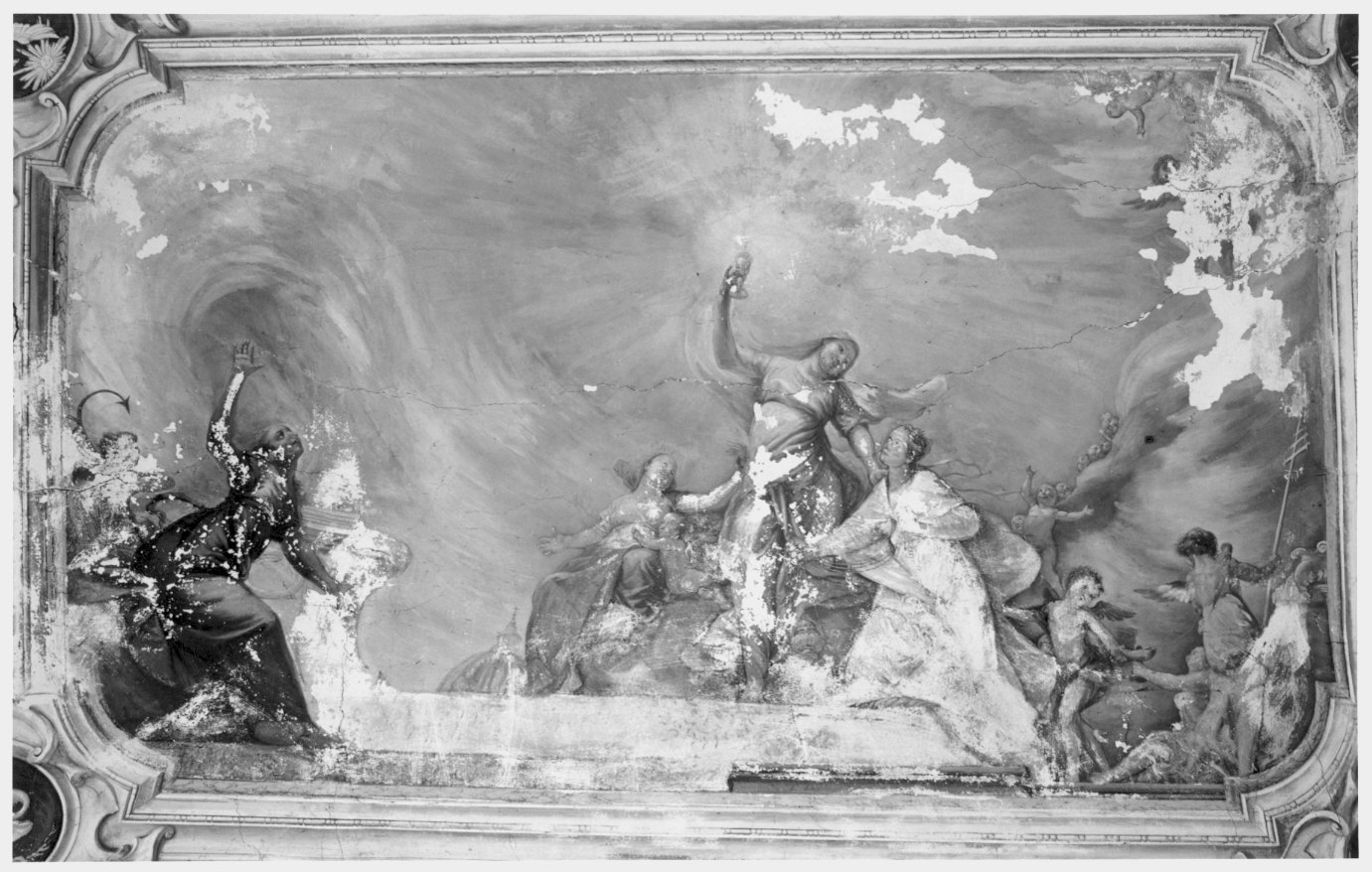 trionfo della Fede sull'Eresia (dipinto murale, opera isolata) di Romegialli Giovanni Pietro (attribuito) (sec. XVIII)