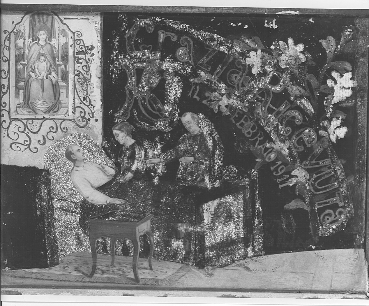 ammalato a letto (ex voto, opera isolata) - ambito lombardo (sec. XX)