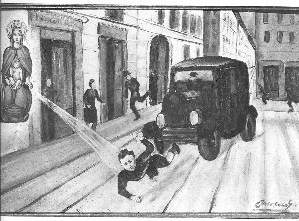 bimbo investito da un'auto (ex voto, opera isolata) - ambito lombardo (sec. XX)