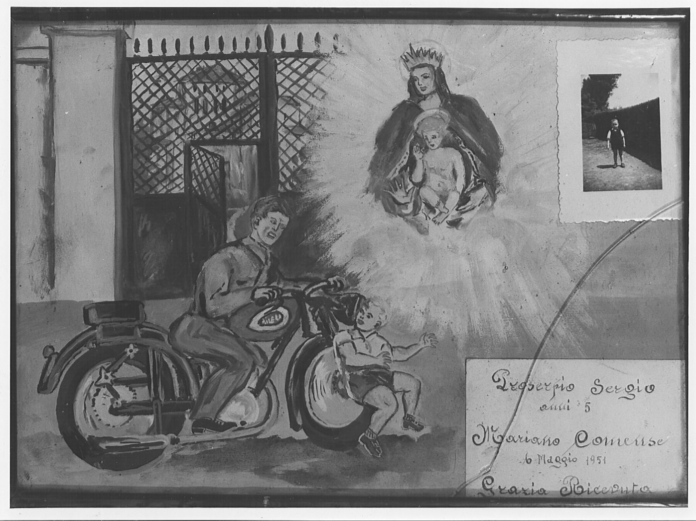 bimbo investito da una moto (ex voto, opera isolata) - ambito lombardo (sec. XX)