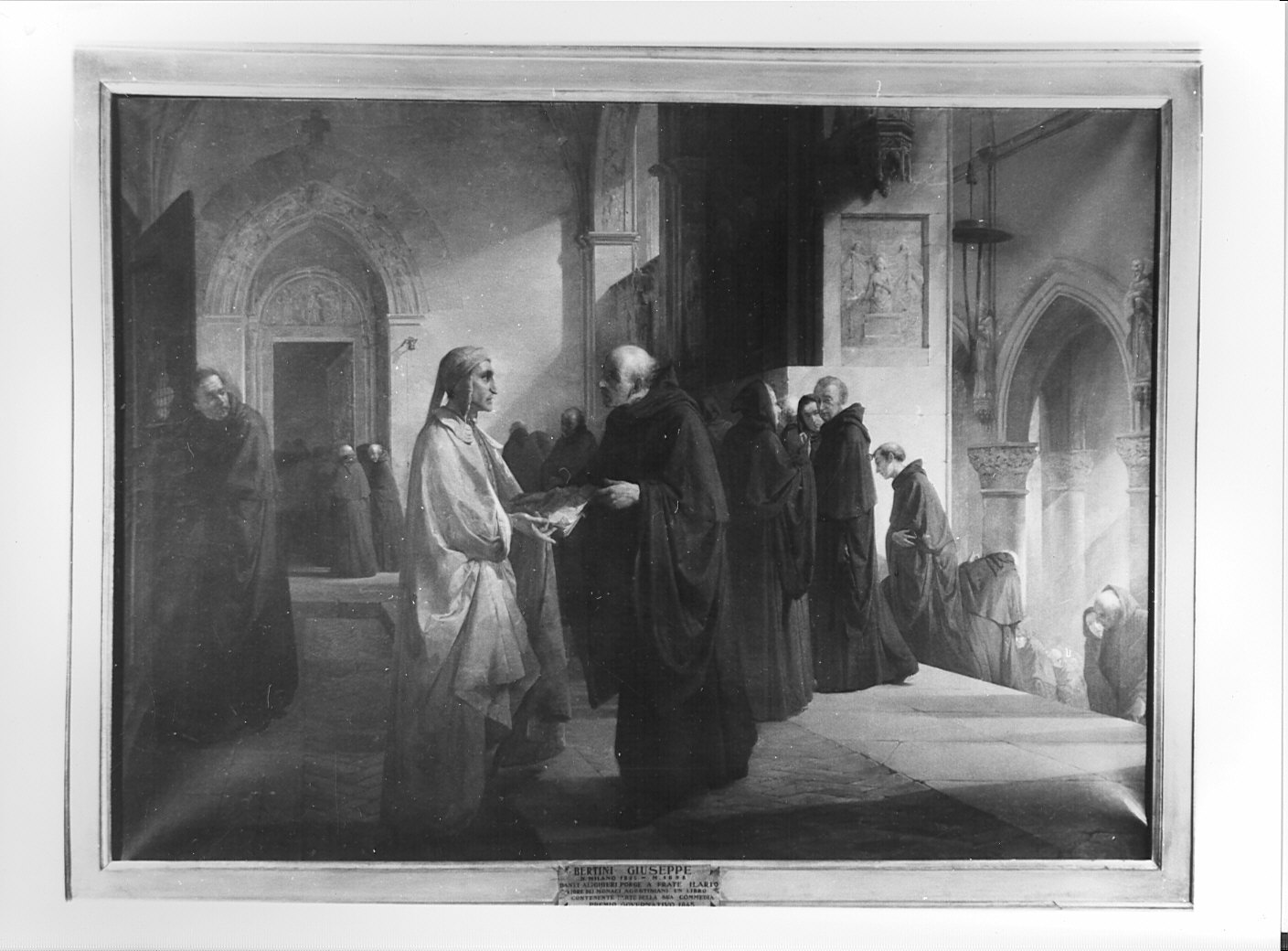 L'incontro di Dante con Frate Ilario (dipinto) di Bertini Giuseppe (sec. XIX)