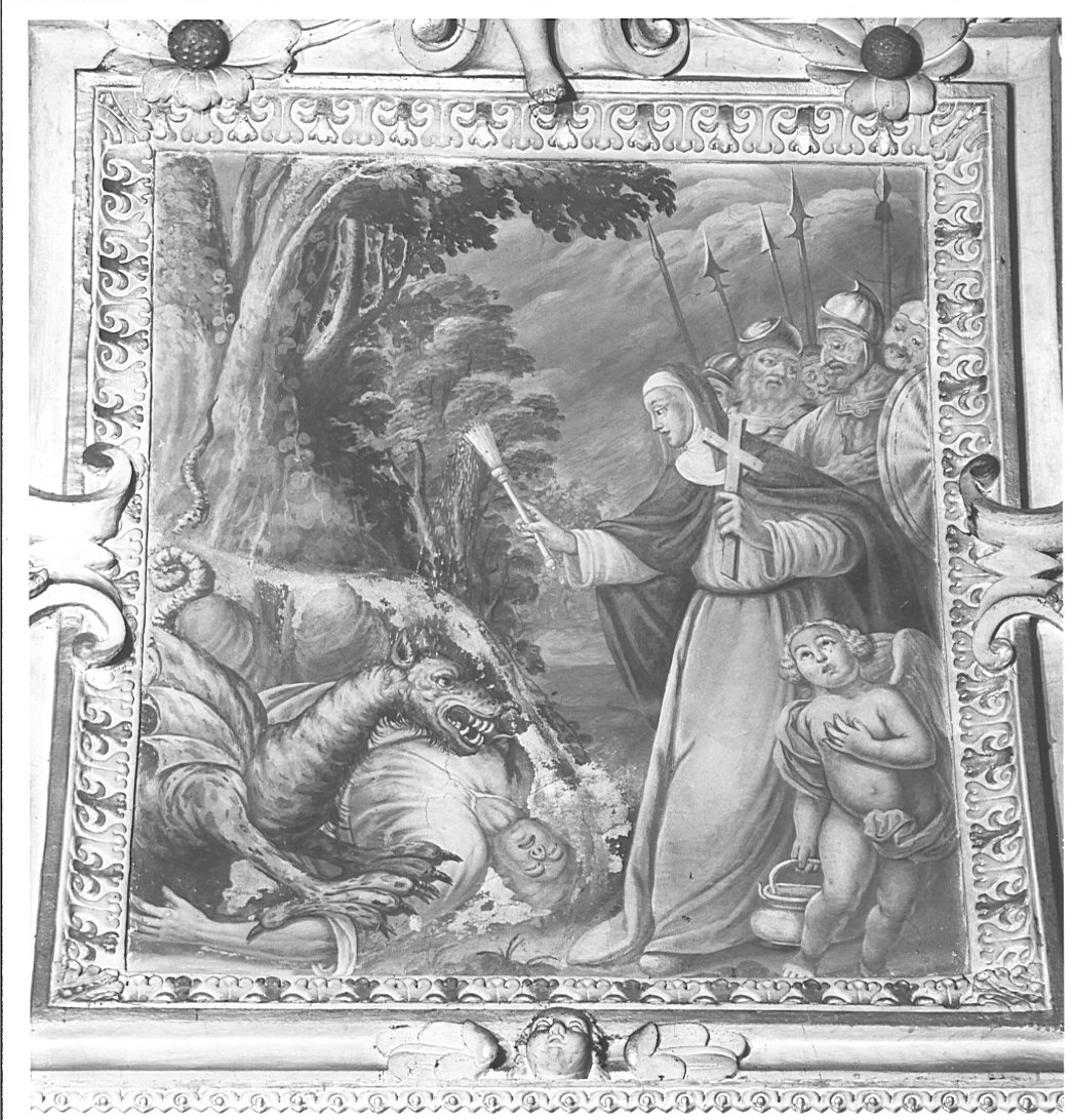 Santa Marta sconfigge il drago di Tarascona (dipinto murale, elemento d'insieme) - ambito comasco (prima metà sec. XVIII)