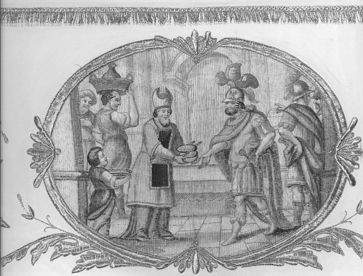 Melchisedec offre il pane e il vino nel calice (decorazione pittorica, elemento d'insieme) - manifattura lombarda (seconda metà sec. XVII)