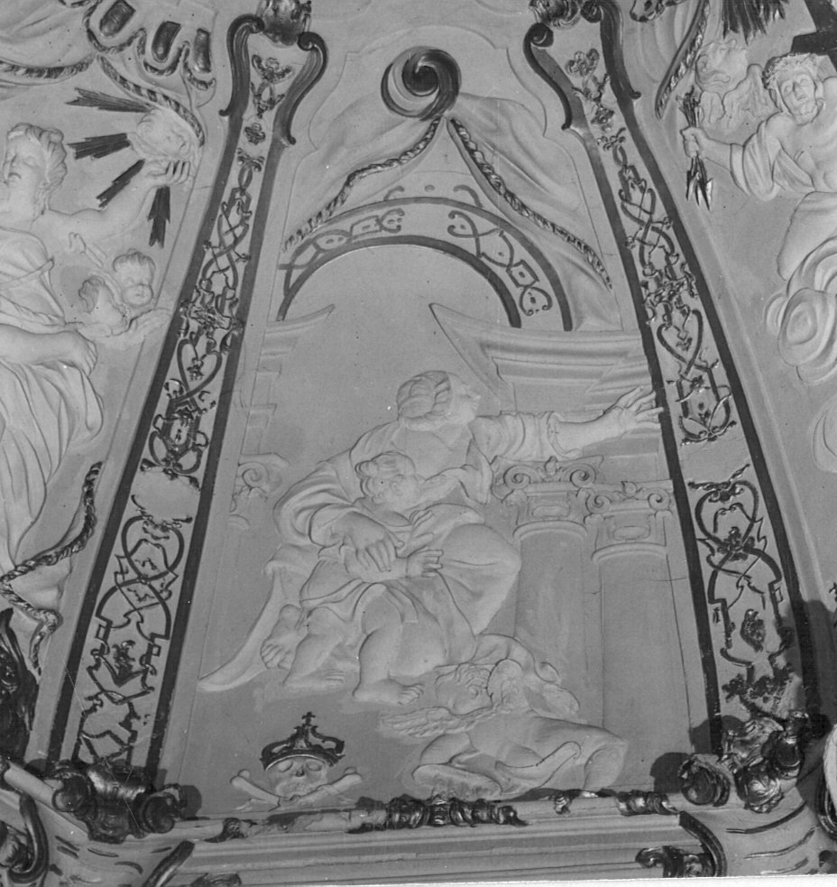 Un sofferente, Figura di donna col bambino (decorazione plastica, elemento d'insieme) - bottega lombarda (sec. XVIII)