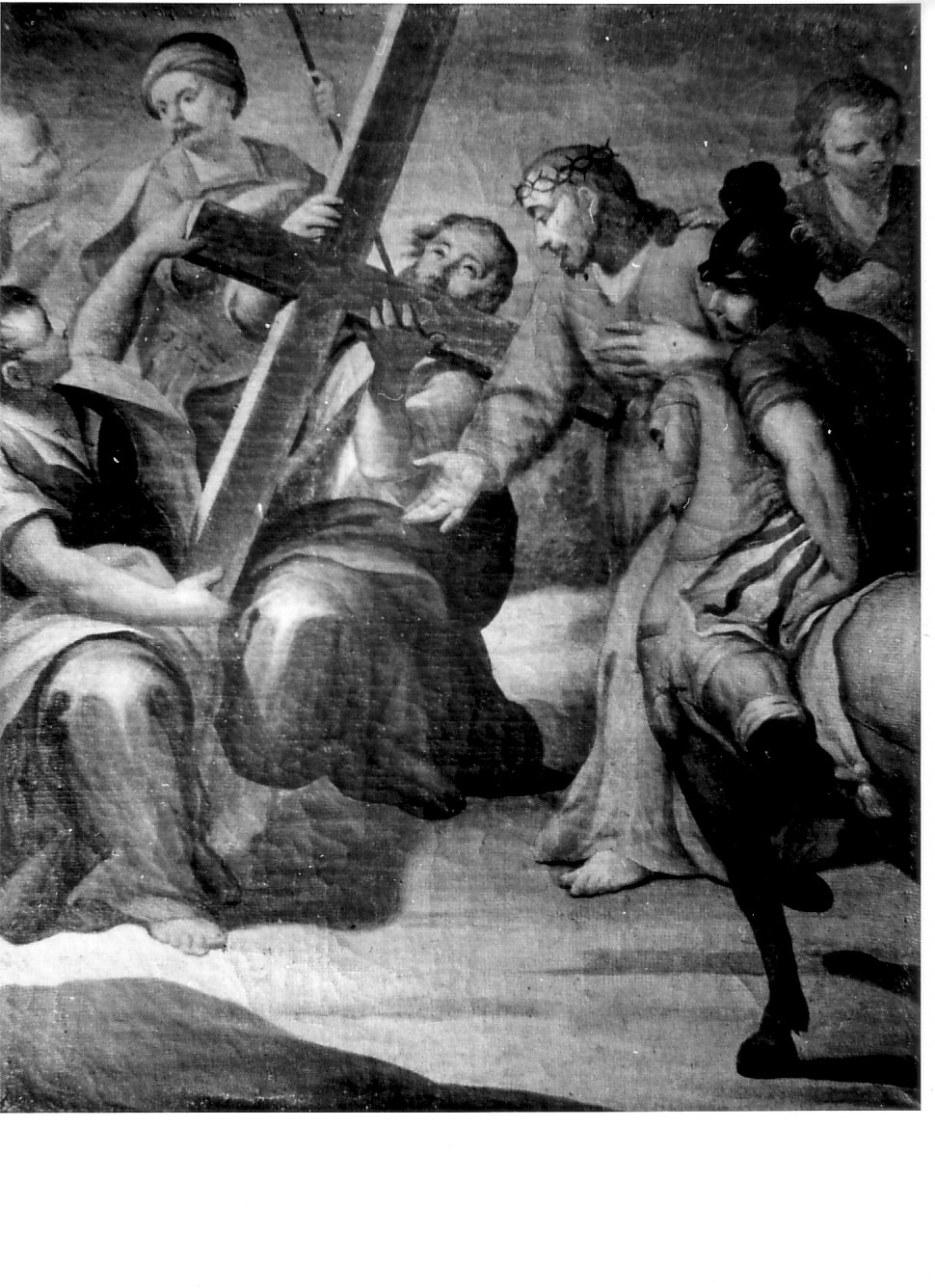 stazione V: Gesù aiutato da Simone il Cireneo a portare la croce (dipinto, elemento d'insieme) - ambito lombardo (seconda metà sec. XVIII)