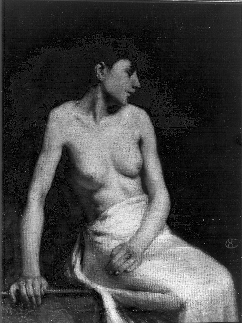 Martina - nudo di donna seduta, figura femminile nuda (dipinto) di Ottone Casimiro (attribuito) (ultimo quarto sec. XIX)