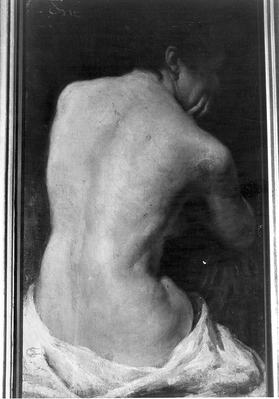 nudo di donna seduta, figura femminile nuda (dipinto) di Ottone Casimiro (attribuito) (ultimo quarto sec. XIX)