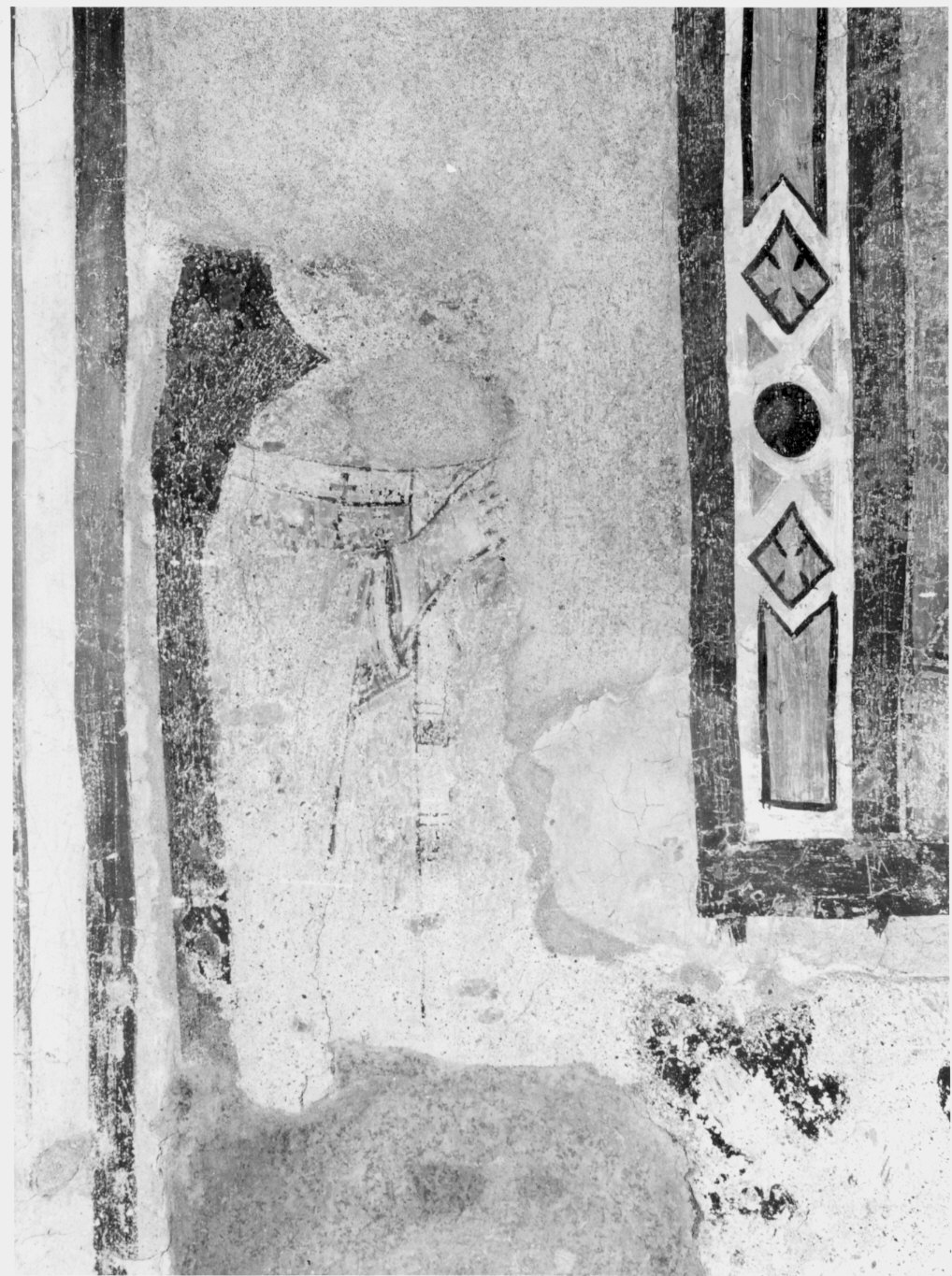 santo vescovo (?) (dipinto murale) - ambito lombardo (inizio sec. XIV)