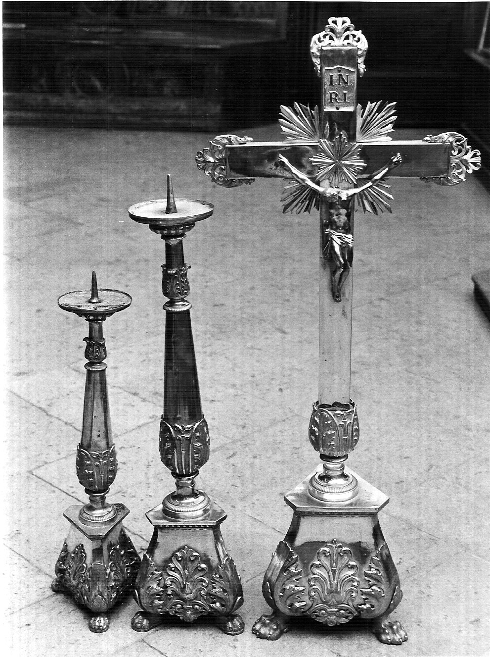 candeliere d'altare, serie - bottega lombarda (seconda metà sec. XIX)