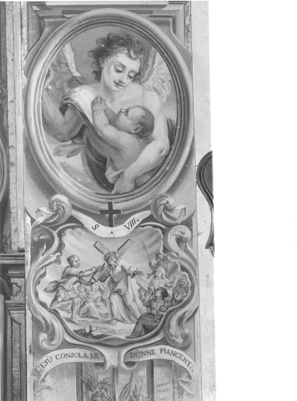angelo custode/ stazione VIII: Gesù consola le donne di Gerusalemme (dipinto, elemento d'insieme) di Valdani Alessandro (attribuito) (sec. XVIII)