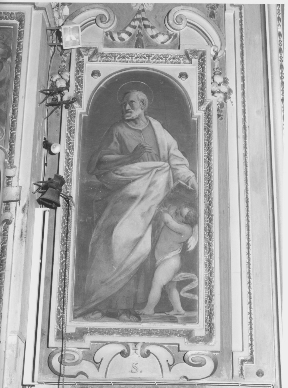 San Matteo Evangelista (dipinto murale, elemento d'insieme) di Pozzo Carlo (attribuito) (sec. XVII)